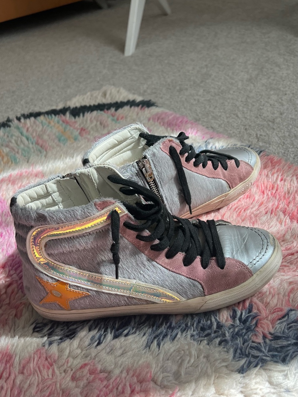 Golden Goose Multicolor Pink Silver High-Top Sneakers